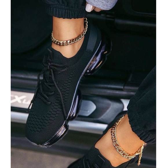 Shoes - Black FlyKnit Air Bubble Slip On Sneaker